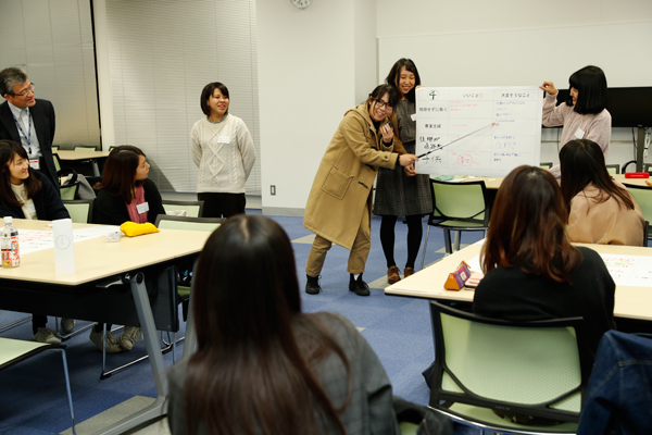 意見がまとまったところで、グループごとにみんなの前で発表。