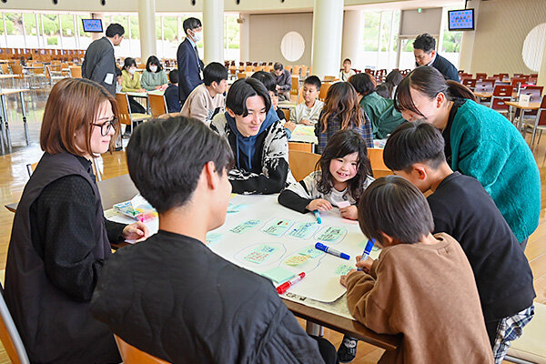 「腐ったものが元に戻るライト」「食べられない部分がない野菜」「シイタケの芯で食器を洗う」など、楽しいアイデアが飛び交った